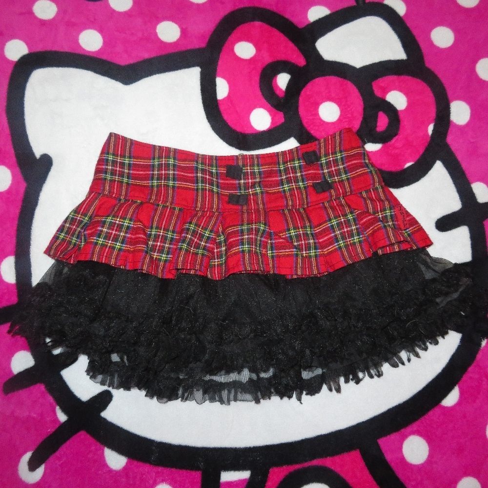 Tripp NYC Plaid Pleated Tule Mini Skirt | School Girl Grunge - Picture 2 of 5